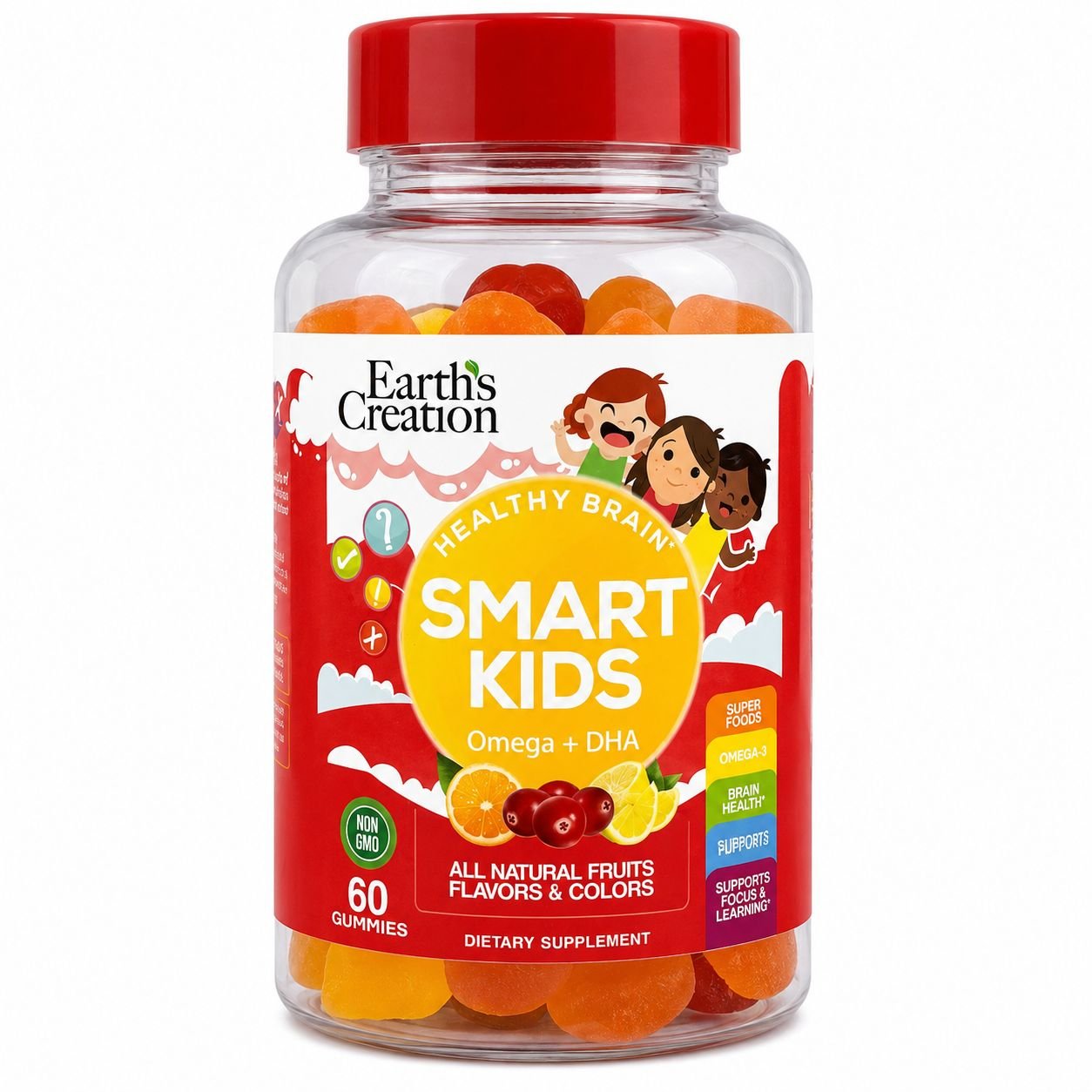 VITAMINA OMEGA + DHA KIDS EARTH CREATION C/60 GUMMIES