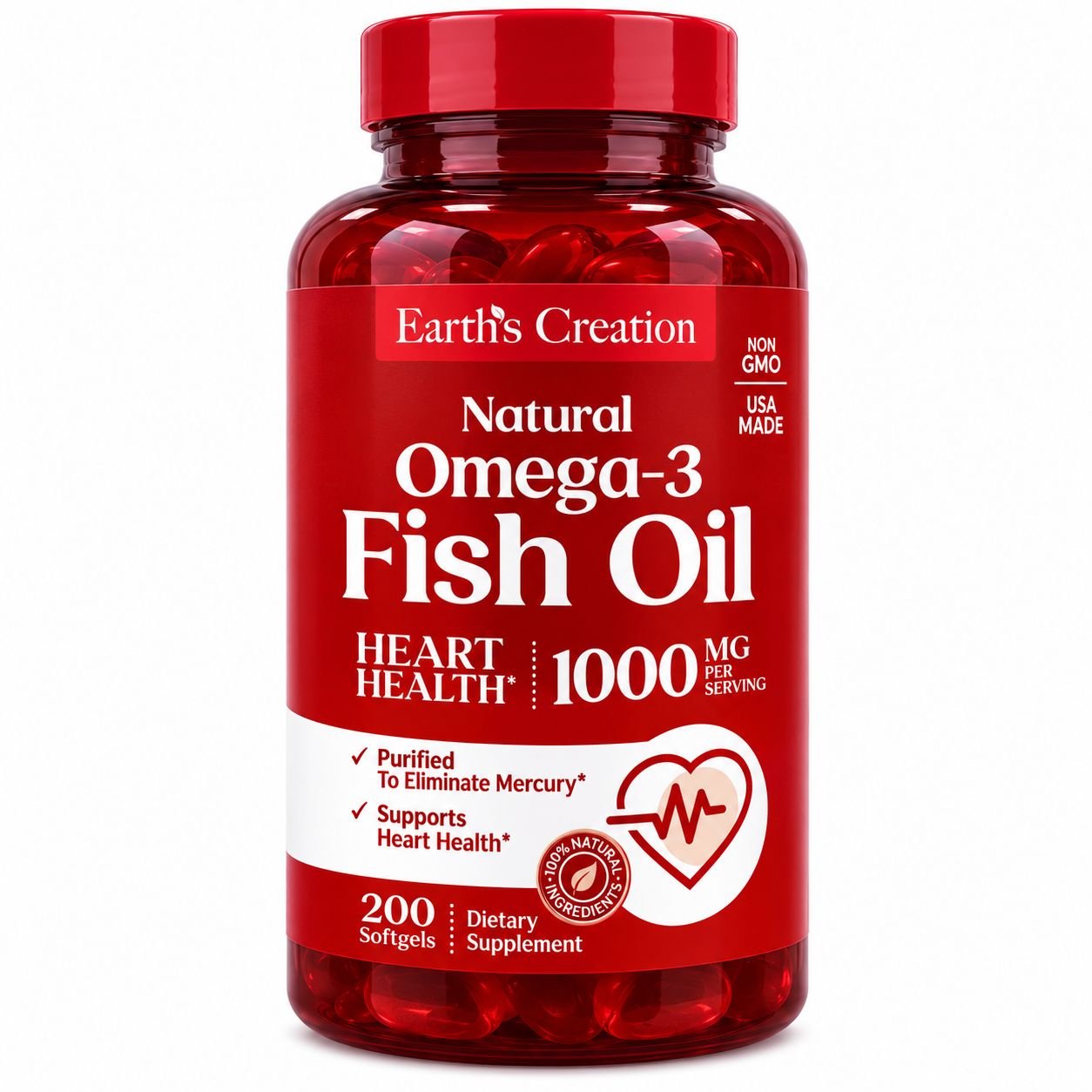 VITAMINA OMEGA 3 1000MG EARTH CREATION C/200 SOFTGEL